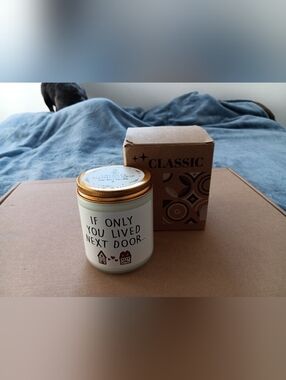 If Only You Lived Next Door Soy Wax Candle - Gold Lid, White Jar